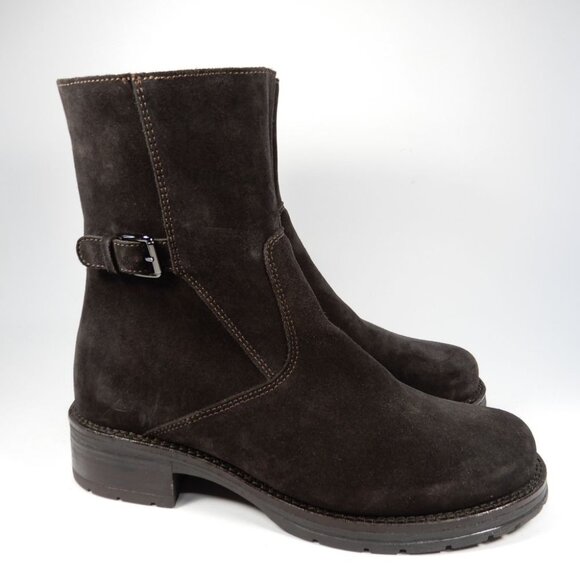 LA CANADIENNE Corey Buckle Bootie Boots Size 6 Waterproof Suede Brown NEW $525 - Picture 3 of 14